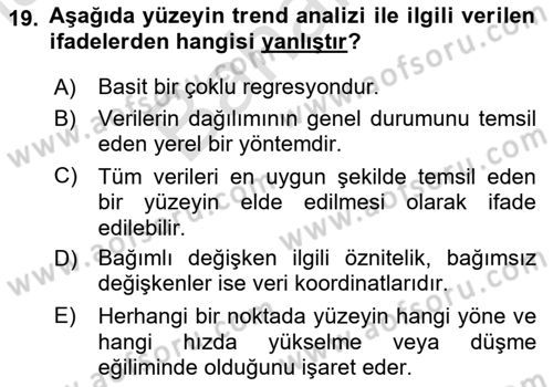 Veri Analizi Ve Değerlendirme Dersi 2024 - 2025 Yılı (Final) Dönem Sonu Sınav Soruları 19. Soru