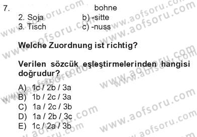 Almanca 3 Dersi 2012 - 2013 Yılı Tek Ders Sınav Soruları 7. Soru