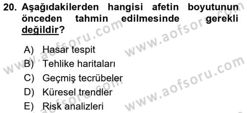 Sürdürülebilir Kentsel Dayanıklılık Dersi 2024 - 2025 Yılı (Vize) Ara Sınav Soruları 20. Soru