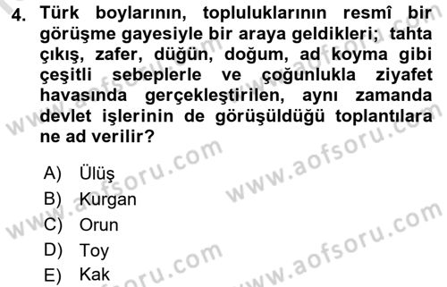 Türk Mutfak Kültürü Dersi 2019 - 2020 Yılı (Final) Dönem Sonu Sınav Soruları 4. Soru