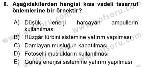 Gastronomi Ve Sürdürülebilirlik Dersi 2024 - 2025 Yılı (Final) Dönem Sonu Sınav Soruları 8. Soru