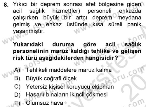 Temel Afet Bilgisi Dersi 2023 - 2024 Yılı Yaz Okulu Sınav Soruları 8. Soru