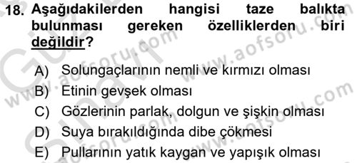 Temel Mutfak Teknikleri Dersi 2017 - 2018 Yılı (Vize) Ara Sınav Soruları 18. Soru