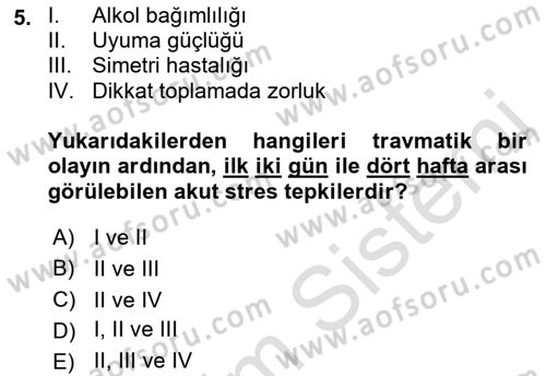 Afet Psikolojisi ve Sosyolojisi Dersi 2021 - 2022 Yılı Yaz Okulu Sınav Soruları 5. Soru