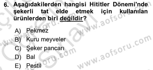 Gastronomi Tarihi Dersi 2024 - 2025 Yılı Yaz Okulu Sınav Soruları 6. Soru