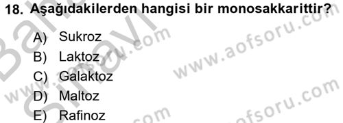 Beslenmenin Temel İlkeleri Dersi 2016 - 2017 Yılı (Vize) Ara Sınav Soruları 18. Soru
