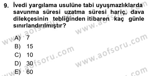 İdari Yargı Dersi 2021 - 2022 Yılı (Final) Dönem Sonu Sınav Soruları 9. Soru