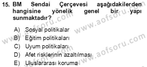 Göç Ve Göçmen Sorunları Dersi 2019 - 2020 Yılı (Vize) Ara Sınav Soruları 15. Soru