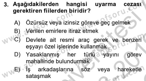 Kalem Mevzuatı Dersi 2018 - 2019 Yılı Yaz Okulu Sınav Soruları 3. Soru