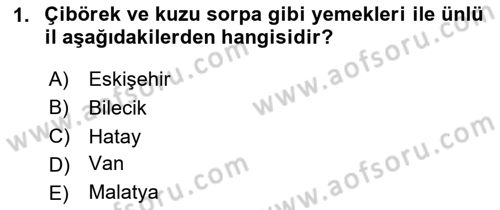 Yöresel Mutfaklar Dersi 2023 - 2024 Yılı Yaz Okulu Sınav Soruları 1. Soru