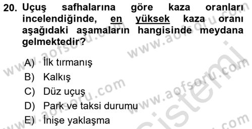 Acil Durum ve Afetlerde Ulaştırma Yönetimi ve Uygulamaları Dersi 2021 - 2022 Yılı (Final) Dönem Sonu Sınav Soruları 20. Soru