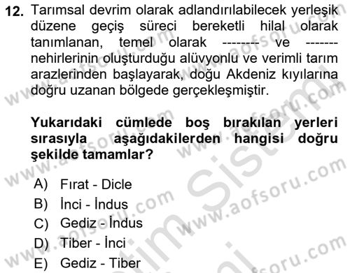 Kent, Planlama ve Afet Risk Yönetimi Dersi 2021 - 2022 Yılı (Vize) Ara Sınav Soruları 12. Soru