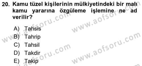 İdari Yargı Dersi 2021 - 2022 Yılı Yaz Okulu Sınav Soruları 20. Soru