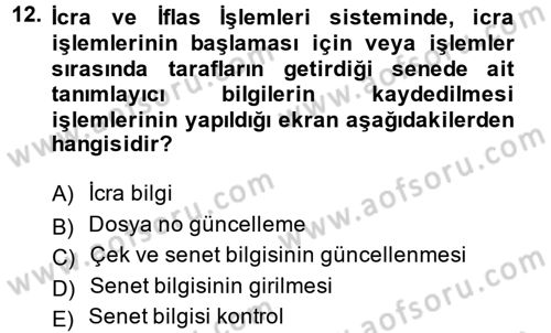 Ulusal Yargı Ağı Projesi 2 Dersi 2014 - 2015 Yılı Tek Ders Sınav Soruları 12. Soru