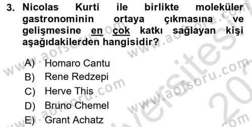 Gastronomi Ve Sürdürülebilirlik Dersi 2023 - 2024 Yılı (Final) Dönem Sonu Sınav Soruları 3. Soru