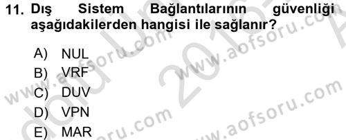 Ulusal Yargı Ağı Projesi 1 Dersi 2016 - 2017 Yılı (Vize) Ara Sınav Soruları 11. Soru
