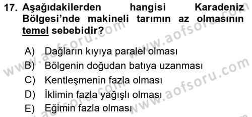 Yöresel Mutfaklar Dersi 2022 - 2023 Yılı Yaz Okulu Sınav Soruları 17. Soru