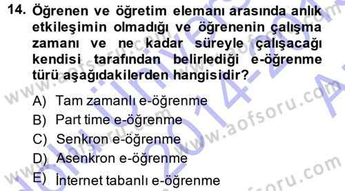 Büro Teknolojileri Dersi 2014 - 2015 Yılı (Vize) Ara Sınav Soruları 14. Soru