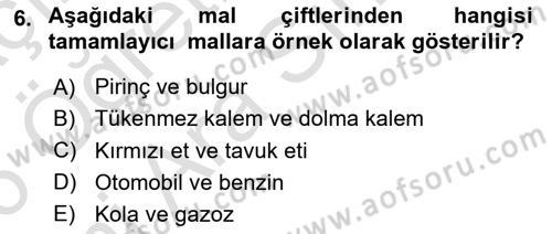 Afet Ekonomisi Ve Sigortacılığı Dersi 2025 - 2026 Yılı (Vize) Ara Sınav Soruları 6. Soru