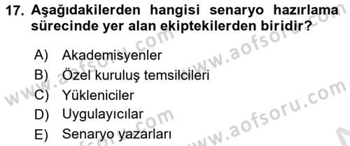 Acil Durum ve Afetlerde Ulaştırma Yönetimi ve Uygulamaları Dersi 2021 - 2022 Yılı (Final) Dönem Sonu Sınav Soruları 17. Soru