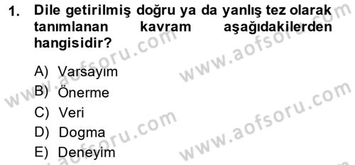Sosyal Bilimlerde Araştırma Yöntemleri Dersi 2014 - 2015 Yılı (Final) Dönem Sonu Sınav Soruları 1. Soru