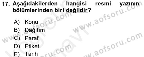 Kalem Mevzuatı Dersi 2017 - 2018 Yılı 3 Ders Sınav Soruları 17. Soru