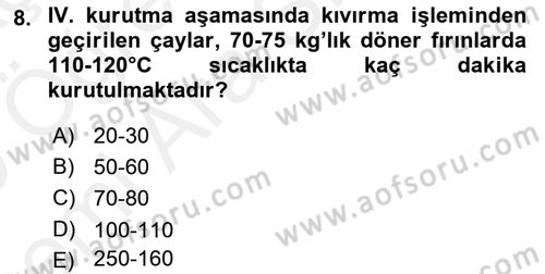 İçecek Bilgisi Dersi 2018 - 2019 Yılı (Vize) Ara Sınav Soruları 8. Soru
