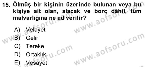 Kalem Mevzuatı Dersi 2015 - 2016 Yılı (Final) Dönem Sonu Sınav Soruları 15. Soru