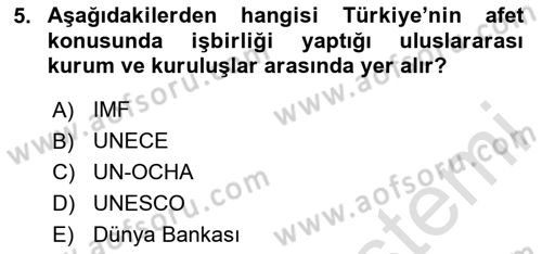 Arama Kurtarma Bilgisi ve Etik Değerler Dersi 2024 - 2025 Yılı (Vize) Ara Sınav Soruları 5. Soru