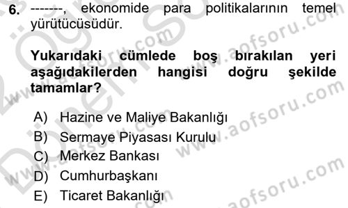 Afet Ekonomisi Ve Sigortacılığı Dersi 2021 - 2022 Yılı (Final) Dönem Sonu Sınav Soruları 6. Soru