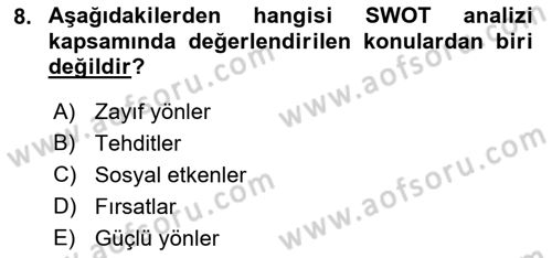 Acil Durum ve Afet Farkındalık Eğitimi Dersi 2018 - 2019 Yılı (Vize) Ara Sınav Soruları 8. Soru
