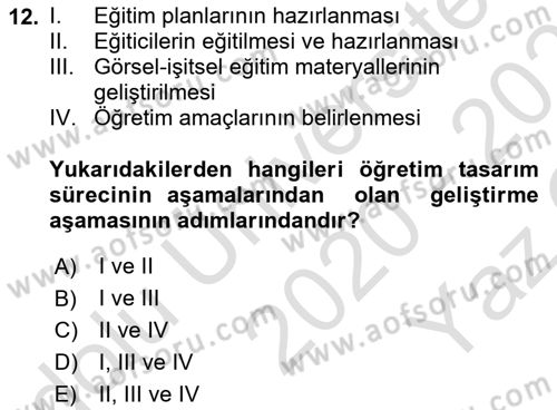Acil Durum ve Afet Farkındalık Eğitimi Dersi 2020 - 2021 Yılı Yaz Okulu Sınav Soruları 12. Soru