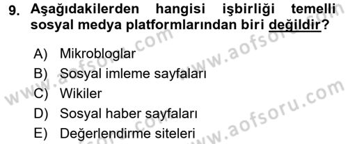 Gastronomi Ve Medya Dersi 2017 - 2018 Yılı 3 Ders Sınav Soruları 9. Soru