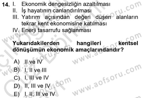 Afet Risk Azaltma Politikaları Dersi 2022 - 2023 Yılı (Vize) Ara Sınav Soruları 14. Soru