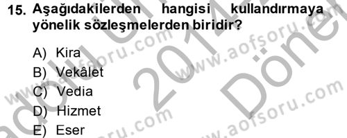 Hukuk Dili Ve Adli Yazışmalar Dersi 2014 - 2015 Yılı (Final) Dönem Sonu Sınav Soruları 15. Soru
