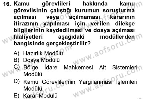 Ulusal Yargı Ağı Projesi 2 Dersi 2012 - 2013 Yılı (Final) Dönem Sonu Sınav Soruları 16. Soru