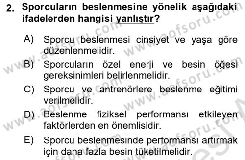 Beslenmenin Temel İlkeleri Dersi 2023 - 2024 Yılı (Final) Dönem Sonu Sınav Soruları 2. Soru