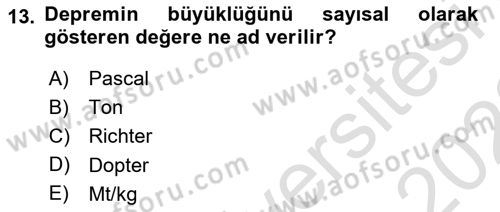Arama Kurtarma Bilgisi ve Etik Değerler Dersi 2021 - 2022 Yılı (Vize) Ara Sınav Soruları 13. Soru