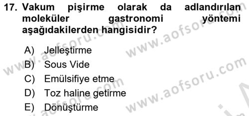 Menü Yönetimi Dersi 2018 - 2019 Yılı Tek Ders Sınav Soruları 17. Soru
