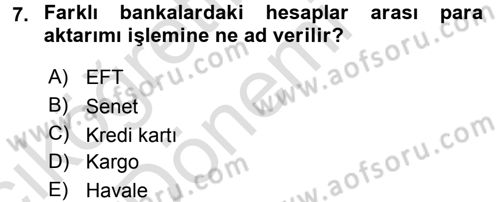Büro Teknolojileri Dersi 2017 - 2018 Yılı (Vize) Ara Sınav Soruları 7. Soru