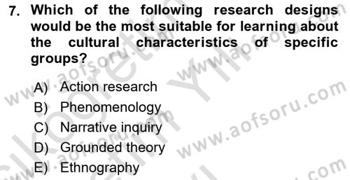 Research Methods Dersi 2020 - 2021 Yılı Yaz Okulu Sınav Soruları 7. Soru