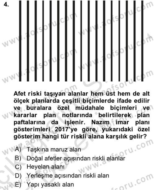 Kent, Planlama ve Afet Risk Yönetimi Dersi 2019 - 2020 Yılı (Vize) Ara Sınav Soruları 4. Soru