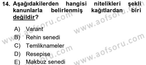 Damga Vergisi Ve Harçlar Bilgisi Dersi 2018 - 2019 Yılı (Vize) Ara Sınav Soruları 14. Soru