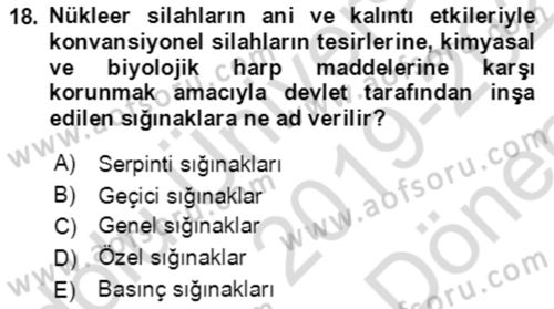 Kbrn Savunma Ve Güvenlik Dersi 2019 - 2020 Yılı (Final) Dönem Sonu Sınav Soruları 18. Soru