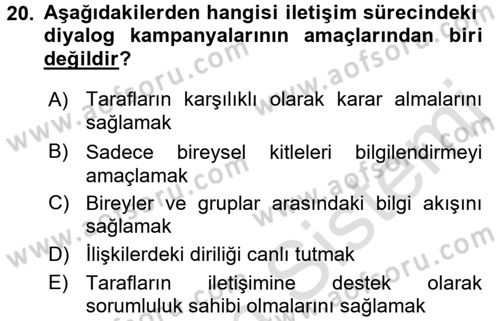 Acil Durum ve Afet Farkındalık Eğitimi Dersi 2017 - 2018 Yılı (Vize) Ara Sınav Soruları 20. Soru