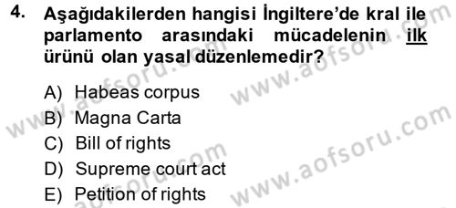 İnsan Hakları Ve Kamu Özgürlükleri Dersi 2014 - 2015 Yılı (Vize) Ara Sınav Soruları 4. Soru