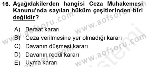 Hukuk Dili Ve Adli Yazışmalar Dersi 2017 - 2018 Yılı 3 Ders Sınav Soruları 16. Soru