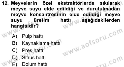 İçecek Bilgisi Dersi 2017 - 2018 Yılı (Vize) Ara Sınav Soruları 12. Soru