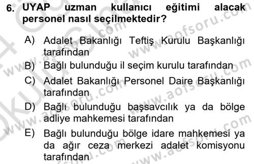 Mesleki Bilgisayar Ve Uyap Dersi 2023 - 2024 Yılı Yaz Okulu Sınav Soruları 6. Soru