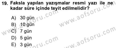 Kalem Mevzuatı Dersi 2016 - 2017 Yılı 3 Ders Sınav Soruları 19. Soru